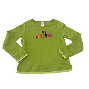 Gymboree Girls Size 6 Long Sleeve "Too Cute" Green Shirt